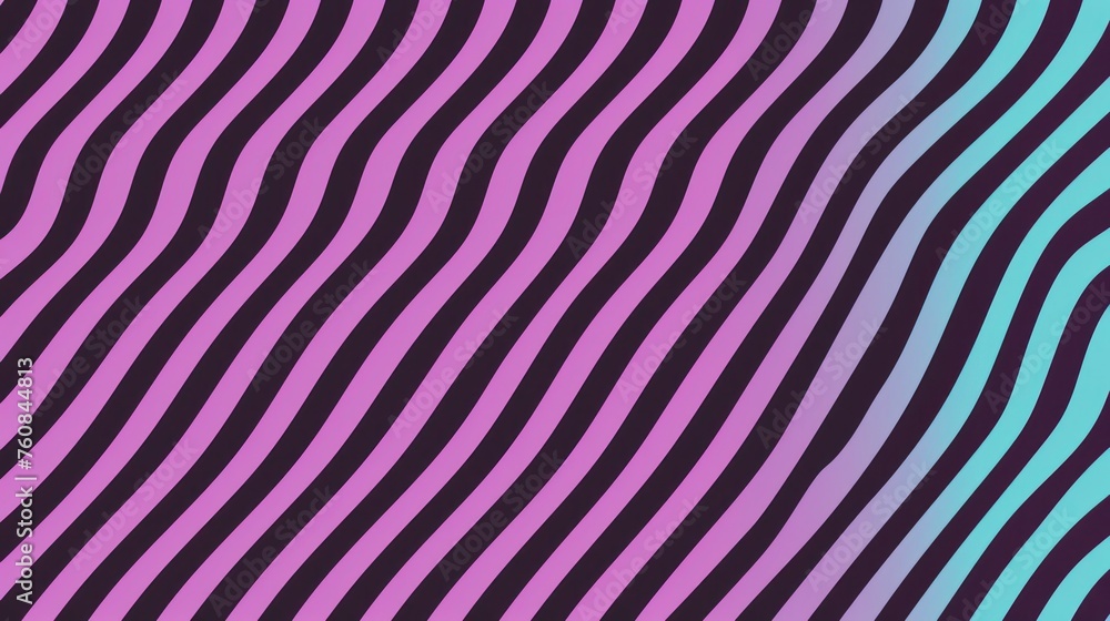 Poster a purple and blue wavy background with a black and white stripe on the bottom of the image and a blu