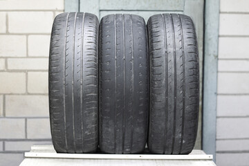 old worn damaged tires - 760844810