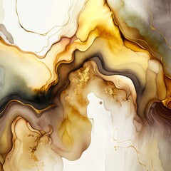 Abstract golden marble texture with fluid waves