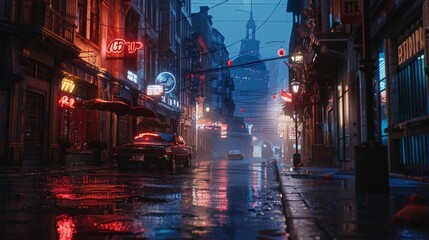 Obraz premium Silent city streets in the early morning