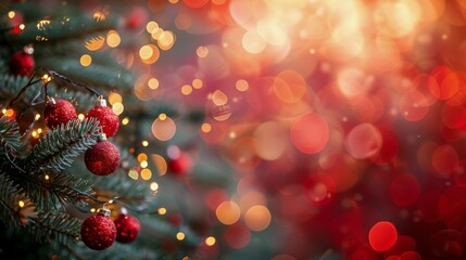 Fototapeta na wymiar Close Up of a Christmas Tree With Background Lights