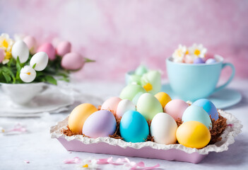 Obraz na płótnie Canvas Easter pastel colored eggs
