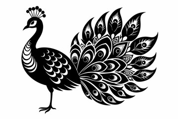 peacock silhouette vector on white background.