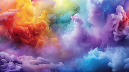 a multicolored cloud of smoke is shown in this image, it looks like it has a lot of smoke coming out of it. - obrazy, fototapety, plakaty
