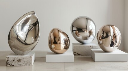 Sculptural forms with a metallic finish