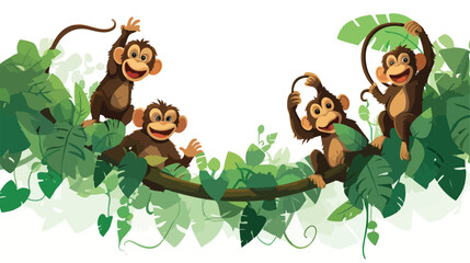 Obraz na płótnie Canvas A group of playful monkeys swinging through the jun