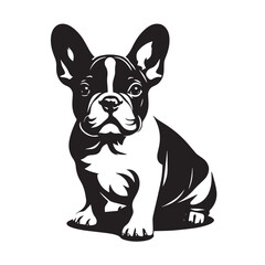 Retro French Bulldog Silhouette Collection, French Bulldog Silhouette Art, Stylish Retro French Bulldog Artwork, Black and White French Bulldog Collection