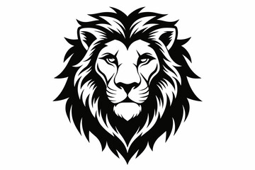 Fototapeta premium lion head logo silhouette vector on white background.