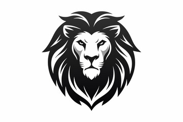 lion head logo silhouette vector on white background.
