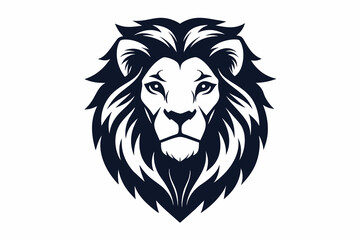 lion head logo silhouette vector on white background.