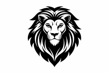 lion head logo silhouette vector on white background.