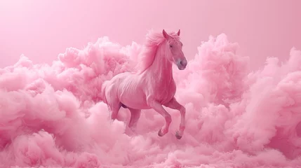 Fotobehang Enchanting unicorn with captivating pink mane in mystical cosmic realm of wonder and magic © Ilja