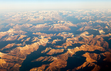 Alps mountains, view from airplane