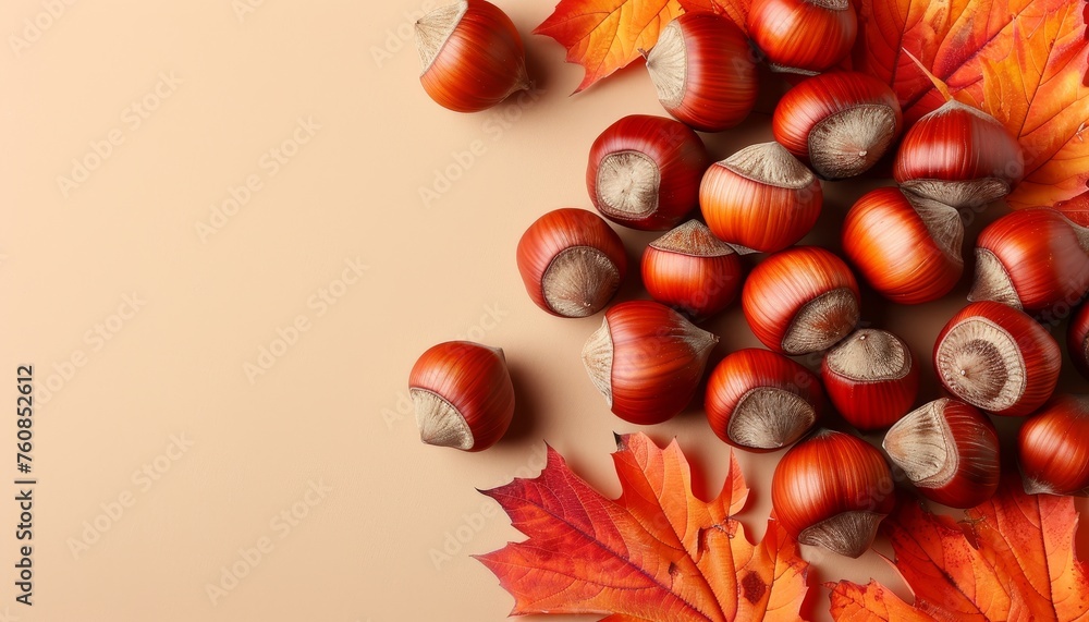 Aufkleber assorted nuts on neutral background with plenty of space for creative text placement