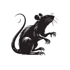 Dusk Dweller Rat Silhouette Collection, Classic Dusk Dweller Rat Silhouette Art,  Vintage Dusk Dweller Rat Silhouette Illustration, Black and White Dusk Dweller Rat Collection