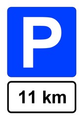 Illustration eines blauen Parkplatzschildes mit der Aufschrift 