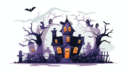 A spooky haunted house with ghosts and ghouls lurki