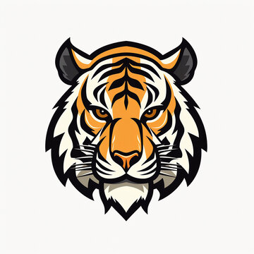 flat vector logo of a tiger isolated on white background 