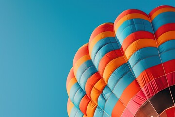Hot air balloon in blue sky, closeup