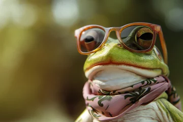 Deurstickers frog day Funny animal frog posing for photo wearing glasses photo animal world © franck