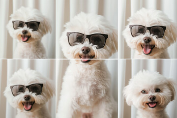 Funny animal dog posing for photo wearing glasses photo animal world