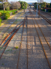 Elevated View Looking Down On Train Tracks