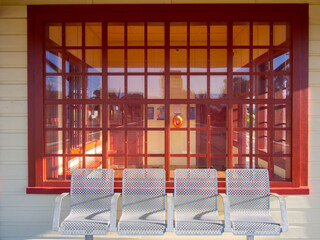 Railway Station Chairs And Window
