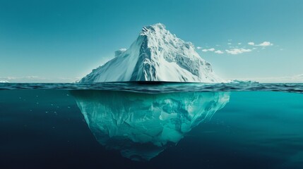 Iceberg floating in the middle of the ocean block of ice - obrazy, fototapety, plakaty