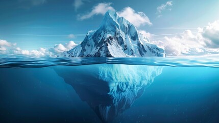 Iceberg floating in the middle of the ocean block of ice - Powered by Adobe