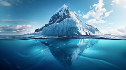 Iceberg floating in the middle of the ocean block of ice - obrazy, fototapety, plakaty