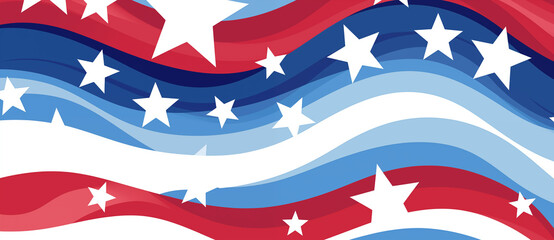 Red, white and blue stars and stripes pattern, illustration, banner