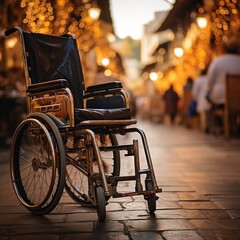 An image of a wheelchair in front of people