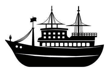 ship silhouette vector on white background.
