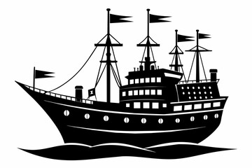 ship silhouette vector on white background.
