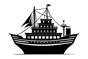 ship silhouette vector on white background.