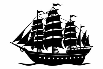 ship silhouette vector on white background.