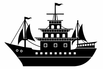 ship silhouette vector on white background.