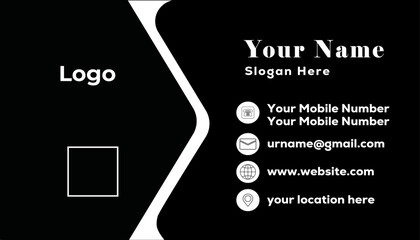 Two Sided Black & White Simple  business card template design.