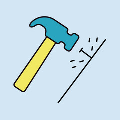 Hammer and nails vector isolated icon