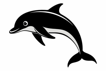 dolphin silhouette  vector on white background.