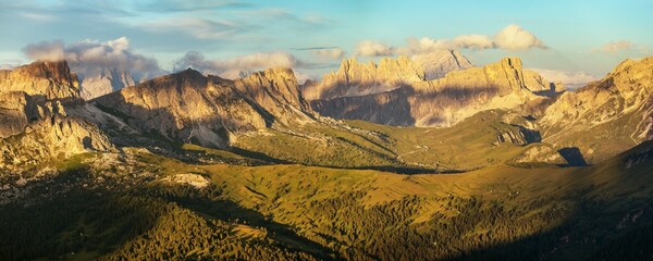 Passo Giau, evening view from Alps Dolomites mountains - 760862054