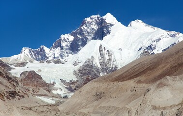 View of Everest Lhotse and Lhotse Shar from Barun valley - 760862092