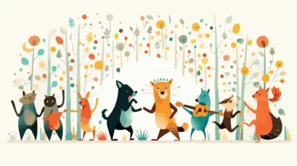 Poster A whimsical scene of animals having a dance party i © zoni