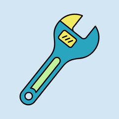 Adjustable spanner vector icon. Construction, repair