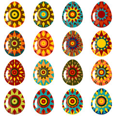 Easter eggs set on white background decor holiday art isolated 