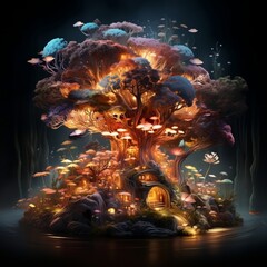 an open book with a light coming from it, in the style of whimsical fantasy creatures