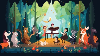 Stoff pro Meter A whimsical scene of animals having a talent show i © zoni