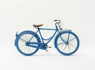 Fototapeta premium retro bicycle blue on white background isolated