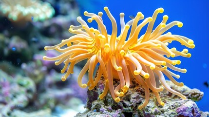 Naklejka na ściany i meble Ramaria sppmushroom coral thriving in a beautiful pastel colored natural setting