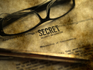 Close up of classified document top secret